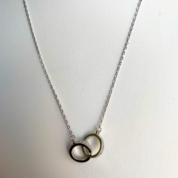 New Sterling silver Hoop Round CZ Necklace designer - Picture 2 of 6